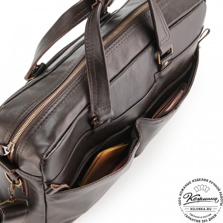 Кожаная деловая сумка "Хантер" (коричневая)